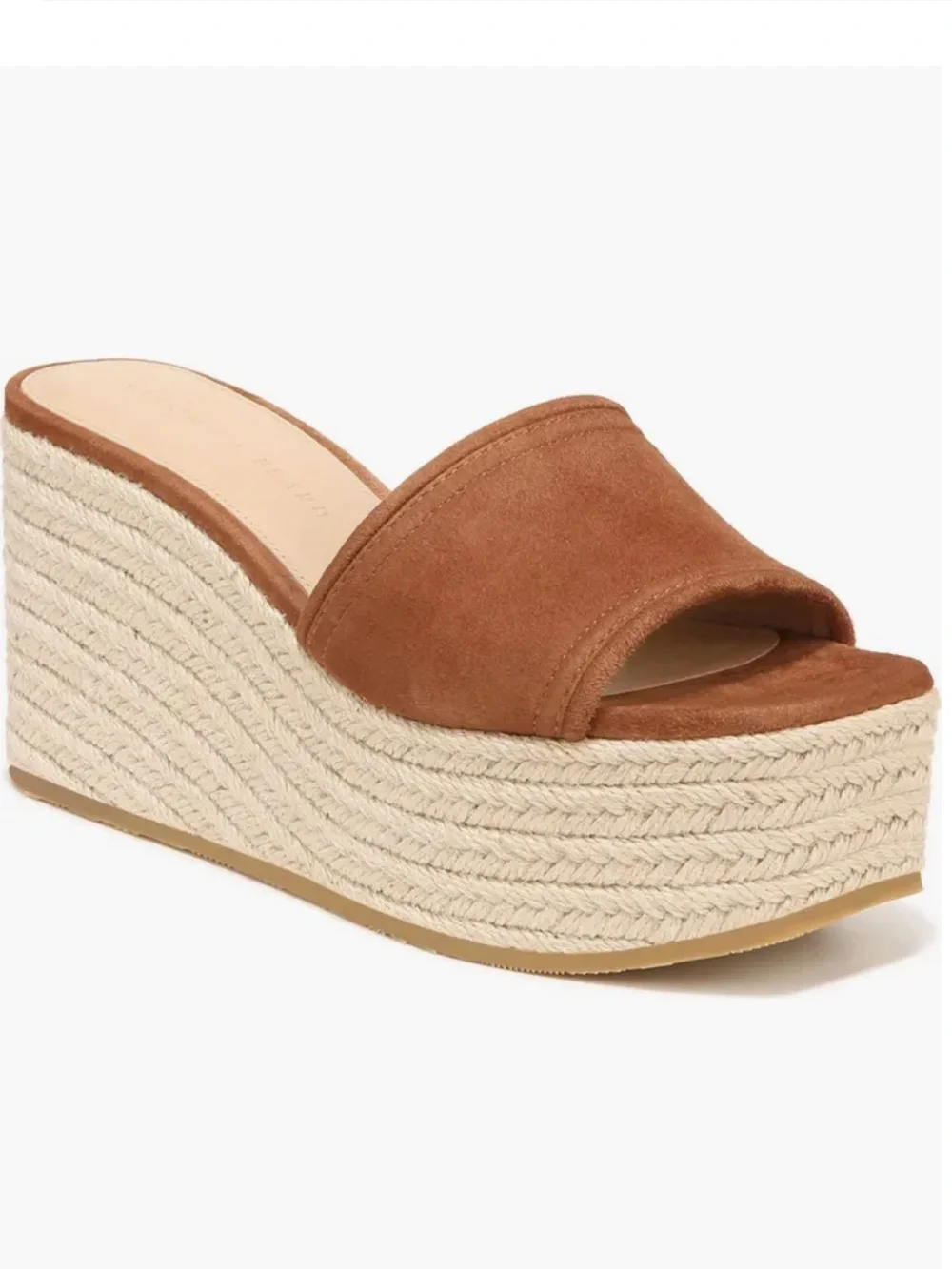Veronica Beard Leather Gable Espadrille Platform Wedge Sandal